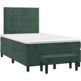 vidaXL Krevet box spring s madracem tamnozeleni 120x190 cm baršunasti - Tamnozelena 120 x 190 cm Blok s kvadratima | shoptok.hr