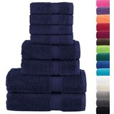 vidaXL Komplet brisač iz bombaža 8-delni mor. modra 600gsm 100% bombaž | Shoptok.si