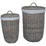  Kanta za rublje s poklopcem 2 pcs Kubu siva Kubu Ratan - Siva | shoptok.hr