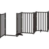  Vrata za pse s vratašcima 9 panela sklopiva 450 cm drvo topole Crna 50 x 90 x 2 cm | shoptok.hr