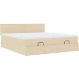  Otomanski okvir kreveta s madracima krem 200x200cm od tkanine | shoptok.hr