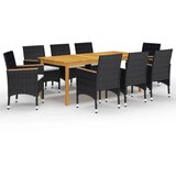 vidaXL 9-dijelni vrtni blagovaonski set crni Cijene