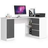 AKORD B20 Kotna Pisalna Miza, Desna Izvedba, Bela/Siva, (5000332978) | Shoptok.si
