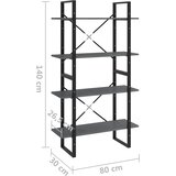 Ormarić za knjige s 4 razine sivi 80x30x140 cm od borovine | Eponuda.ba