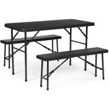  Vrtni set stol + 2 klupe, 120 cm, Crna | shoptok.hr