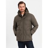 Ombre Men's lightweight jacket with hood and mesh lining - olive | shoptok.hr
