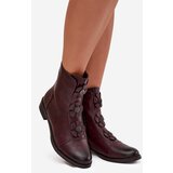 Boto Insulated women's ankle boots with flat heel and decorative flowers Bordeaux Pravienne | shoptok.hr