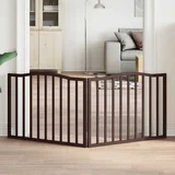 vidaXL Vrata za pse zložljiva 2 panela rjava 160 cm topolovina