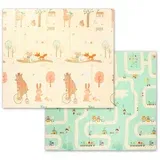 BabyOno dvostrana podloga za igru Animals&Road 180x200 cm