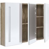  LED kupaonski ormarić s ogledalom 89x14x62 cm bijeli i hrast | shoptok.hr