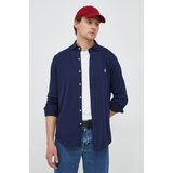 Polo Ralph Lauren Pamučna košulja za muškarce, boja: tamno plava, regular, s talijanskim ovratnikom | shoptok.hr
