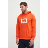 Helly Hansen Bombažen pulover oranžna barva, s kapuco