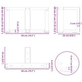  Noge za klub stolić T-oblika 2 kom Crne 50x25x(30-31) cm Čelik | shoptok.hr