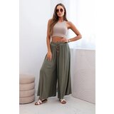 Kesi Włoski Women's wide-leg viscose trousers khaki | Shoptok.si