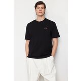 Trendyol Men's Black Relaxed 100% Cotton T-Shirt with Embroidered Pocket Short Sleeve Cene