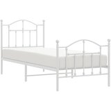  Metalni okvir kreveta uzglavlje i podnožje bijeli 90x190 cm | shoptok.hr