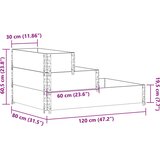 Povišena gredica s 3 razine smeđa 120 x 80 cm masivna borovina | shoptok.hr