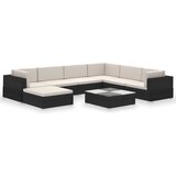 The Living Store Vrtna sedežna garnitura z blazinami 8-delna poli ratan črna - Vrtna Miza In Stol, (21421883) | Shoptok.si