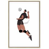  Slika - Volleyball Player on a White Background - Illustration 40x60 U prirodnom drvenom okviru | shoptok.hr