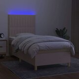  Box spring postelja z vzmetnico LED krem 100x200 cm blago, (20900597) | Shoptok.si