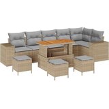  Sjedeća garnitura za vrt 10 kom. Bež poliratan 310 x 145 x 85 cm | shoptok.hr