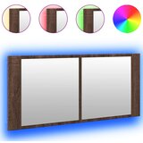 Furnova LED kopalniška omarica z ogledalom rjavi hrast 100x12x45 cm, (21947137) | Shoptok.si