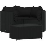 Maison Chic Seti vrtnega pohištva - Vrtna garnitura - Vrtni pohištvo set 4-delna z blazinami črn poli ratan, (21819806) | Shoptok.si