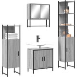 vidaXL Kopalniško pohištvo 4 kosi siva sonoma inženirski les | Shoptok.si