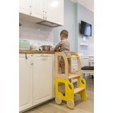 ToddlerInFamily 2v1 MONTESSORI STOLEK POMAGALEK-MOTIV AVTO (VE BARV)-Natur/Rumena | Shoptok.si