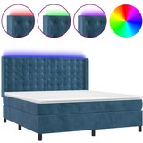 The Living Store Box spring postelja z vzmetnico LED temno modra 160x200cm žamet - Box Spring Postelja, (21490520) | Shoptok.si