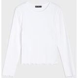 Sinsay Pamučna bluza dugih rukava s ukrasnim volanom | shoptok.hr