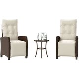  3-dijelni bistro set s jastucima smeđi od poliratana - Smeđa i krem 1 | shoptok.hr