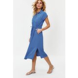 Trendyol Dark Blue Gathered Waist Pocket Detailed Midi Aerobin Woven Dress | Shoptok.si