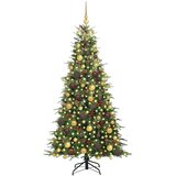  Umjetno božićno drvce s nogom s stalakom Zelena 180 cm PE i PVC - Zelena 180 cm s LED-ima i zlatnim/brončanim lopticama | shoptok.hr