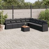  10-dijelni set vrtnih sofa s jastucima crni od poliratana | shoptok.hr