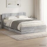  Okvir kreveta s pohranom s uzglavljem Siva Sonoma 150 x 200 cm | Eponuda.com