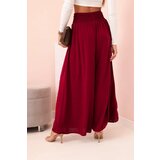 Kesi Włoski Women's viscose pants with elastic waistband dark burgundy | shoptok.hr