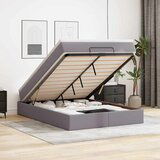 Maison Chic Otomanski Posteljni okvir - Dvoposteljna postelja - Zakonska postelja z vzmetnico siv 140x200 cm um. usnje-J1824, (21772869) | Shoptok.si