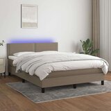  Box spring s madracem LED smeđesivi 140x200 cm tkanina Cijene