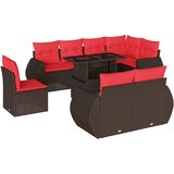 vidaXL Vrtni set od 9 dijelova s jastucima smeđi poliratan - Smeđa bez spremišta 1 | shoptok.hr