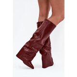 Boto Insulated Women's Boots with Rolled Shaft on a Heel Bordeaux Elivira | Shoptok.si