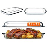 KADAX Pravokotna steklena posoda za pečico s pokrovom 2x3L 39x23cm, (5000354215) cene