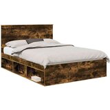  Okvir za krevet s uzglavljem Dimljeni hrast 140 x 190 cm | shoptok.hr