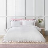 Catherine Lansfield Bijela/ružičasta posteljina za krevet za jednu osobu 135x200 cm So Soft Mono Frill &amp;ndash; Slike