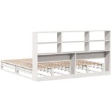  Krevet s regalom za knjige bez madraca bijeli 200x200cm od drva | shoptok.hr