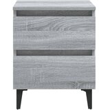  Noćni ormarić s metalnim nogama boja sivog hrasta 40x35x50 cm | shoptok.hr