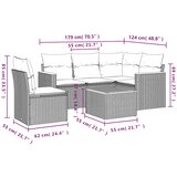  6-dijelni set vrtnih sofa s jastucima crni od poliratana | shoptok.hr