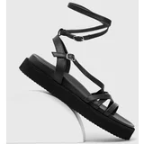 Answear Lab Usnjeni sandali ženski, črna barva