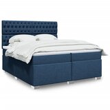 vidaXL Box spring postelja z vzmetnico modra 200x200 cm blago, (21302390) Cene