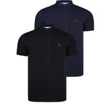 Dewberry DOUBLE SET T8597 MEN'S SHIRT-BLACK-NAVY BLUE Cene